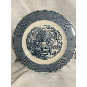 Royal China Currier & Ives Blue & White At the Old Grist Mill 10" Dinner Plate